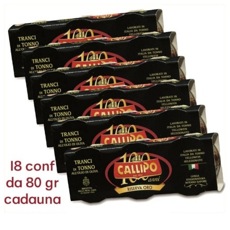 THON TRANCI CALLIPO AVEC HUILE D'OLIVE DANS LA BOÎTE 80gr GOLD RESERVE