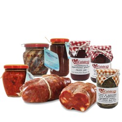 Mischung aus Meer- und Bergprodukten + 1 kg Soppressata Calabra - 7 Stück