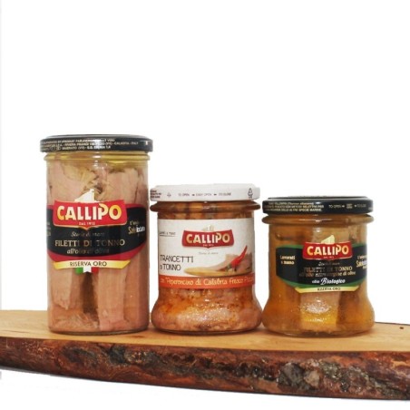 Tris steaks of tuna in Callipo glass in olive oil