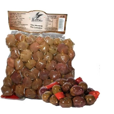 Olives de moine de Calabre assaisonnées en sachet de 500 g