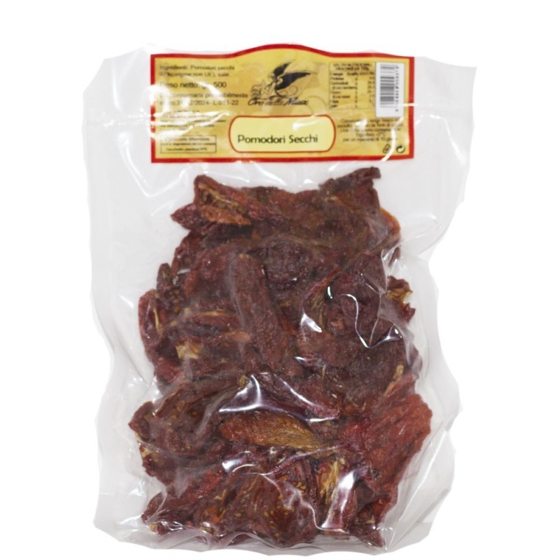 Sun-dried Calabrian tomatoes in brine in bag vacuum packed