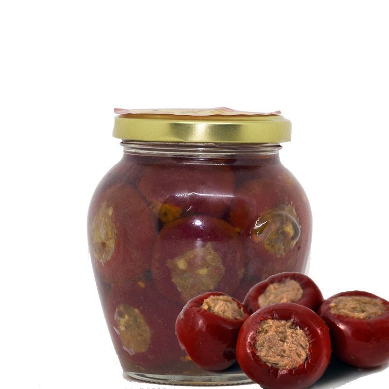 Peperoncini ripieni con paté di verdure e acciughe sott’olio