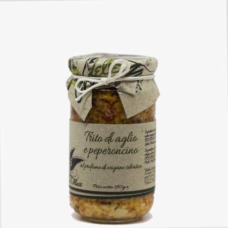 Trito di aglio e peperoncino in olio extravergine di oliva gr 190