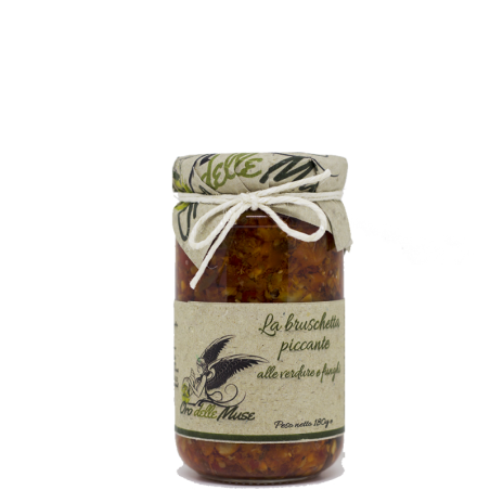 La Bruschetta piccante alle verdure e funghi in olio evo 190 gr