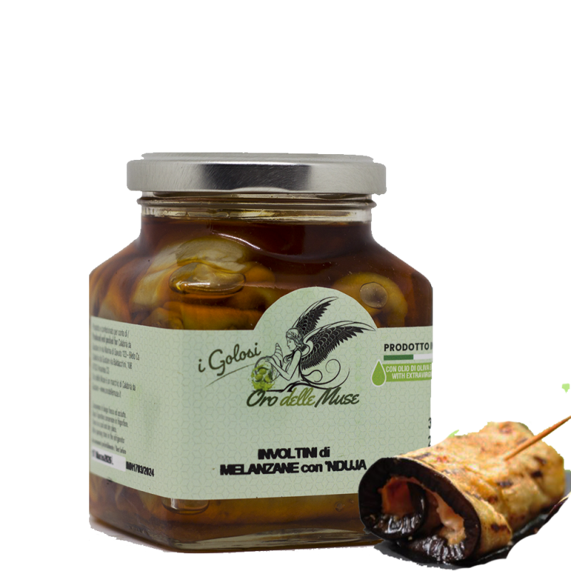Involtini di melanzane  ripiene di nduja Calabrese  in olio extravergine di oliva I Golosi