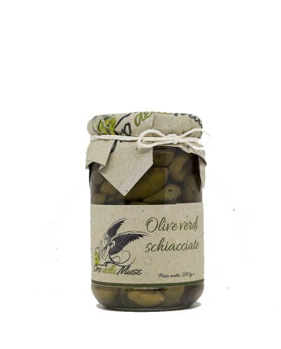 olive verdi schiacciate oro delle muse in olio evo